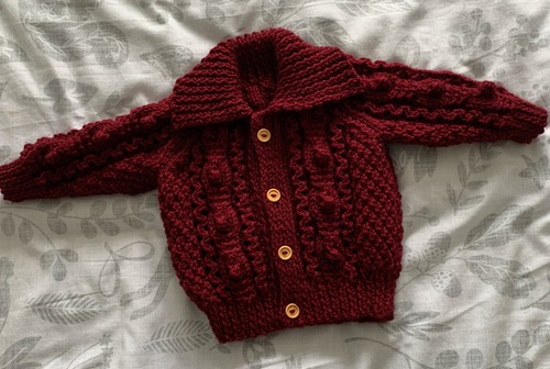 Hand knitted aran cardigan - hand,