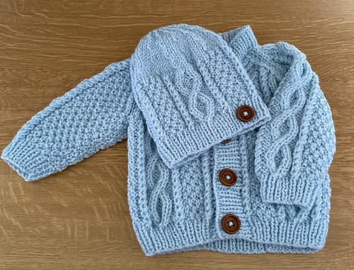 Babies hand knitted aran - babies,