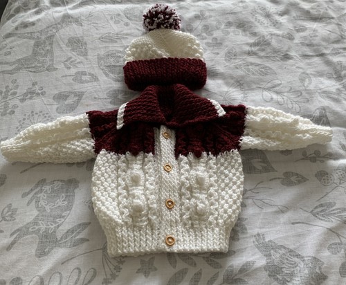 Hand knitted aran cardigan - hand, &