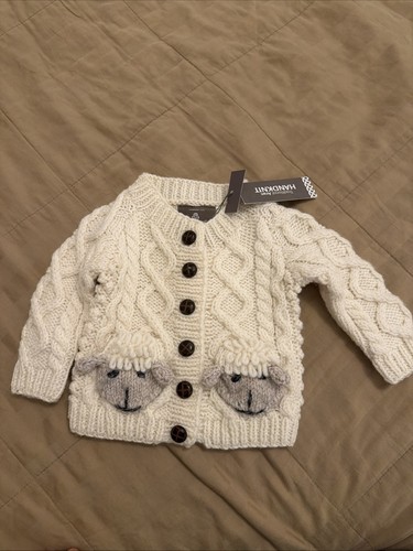 Aran wool sweater new - baby, 3-6