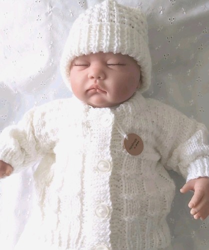 Hand knitted cardigan and - knitted, hat