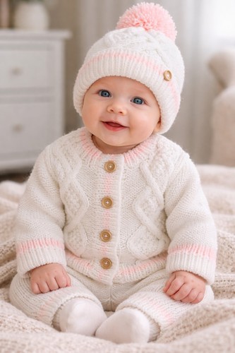 Aran white with pink - white,