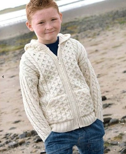 Aran crafts hood cardigan kid - crafts,