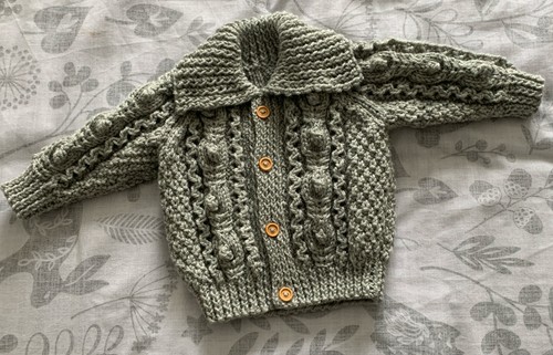 Hand knitted aran cardigan - hand,